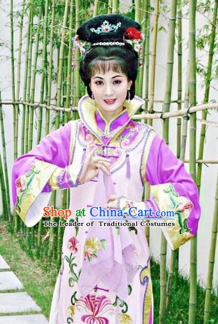Chinese Ancient Qing Dynasty Manchu Empress Dowager Xiao Zhuang Embroidered Purple Dress Historical Costume for Women