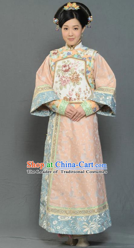 Chinese Ancient Qing Dynasty Imperial Concubine Replica Costumes Manchu Dress Historical Costume for Women