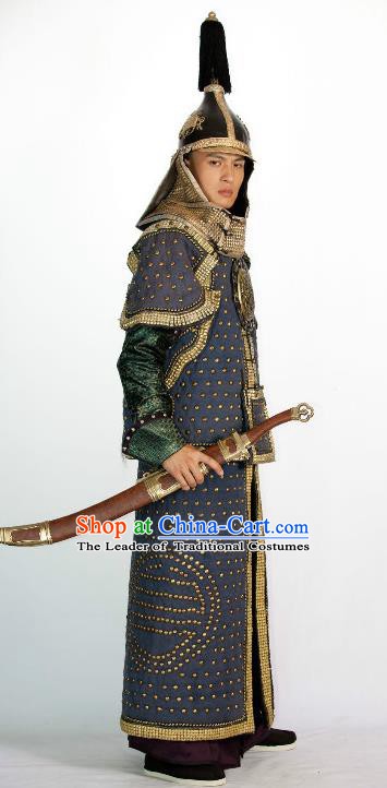 Chinese Qing Dynasty Manchu Warrior Historical Costume Ancient General Armour Clothing for Men