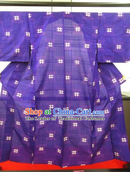 Japan Ancient Printing Purple Furisode Kimonos Traditional Female Yukata Dress Formal Costume for Women