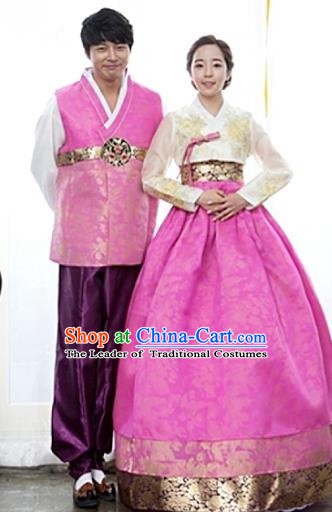 Korean Traditional Garment Palace Hanbok Fashion Apparel Costumes Bride and Bridegroom Clothing