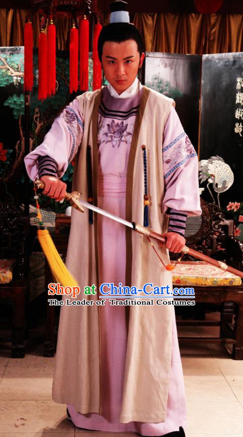 Chinese Ancient Novel Dream of the Red Chamber Aristocratic Son Liu Xianglian Costume for Men