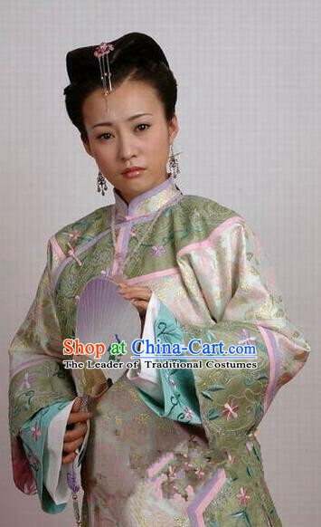 Chinese Ancient Manchu Palace Dress Qing Dynasty Imperial Consort of Shunzhi Kong Sizhen Costume for Women