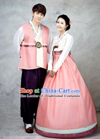 Asian Korean Palace Hanbok Ancient Traditional Wedding Bride and Bridegroom Costumes Complete Set