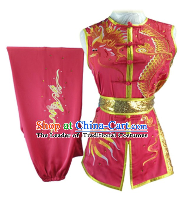 Lucky Red Custom Made Top Nanquan Southern Fist Sleeveless Best and the Most Professional Kung Fu Competition Clothes Contest Suits for Adults Children