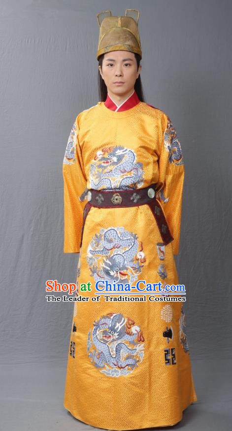Traditional Chinese Ming Dynasty Replica Costumes Ancient Emperor Zhu Jianshen Imperial Robe for Men