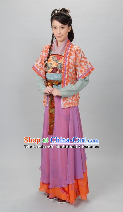 Ancient Chinese Ming Dynasty Maidservant QiuXiang Dress Costume for Women