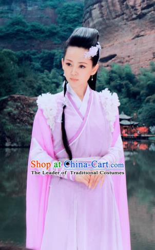 Ancient Chinese Song Dynasty Swordswoman Pink Hanfu Dress Chivalrous Woman Replica Costume