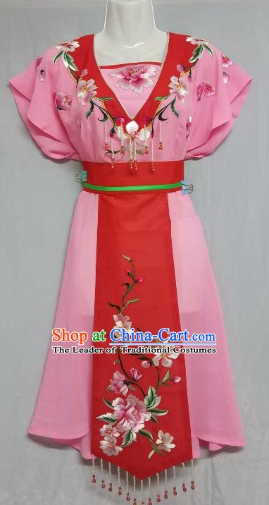 China Traditional Beijing Opera Maidservants Costume Chinese Peking Opera Maid Pink Dress
