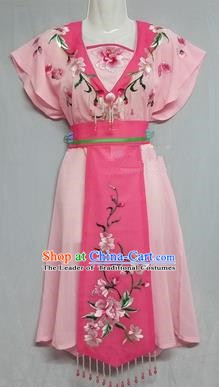 China Traditional Beijing Opera Maidservants Costume Chinese Peking Opera Maid Light Pink Dress