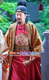 Chinese Song Dynasty Emperor Zhao Kuangyin Embroidered Clothing Ancient Imperator Replica Costume for Men