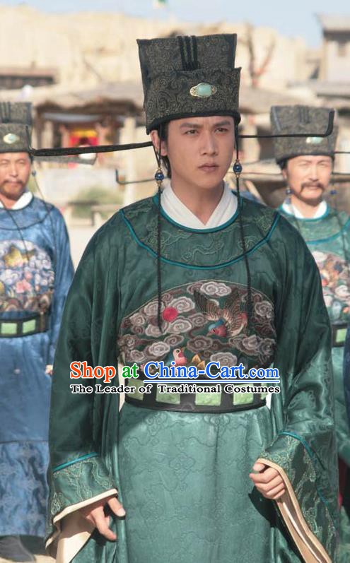 Chinese Song Dynasty Poet Su Shi Gwanbok Litterateur Su Tungpo Embroidered Replica Costume for Men
