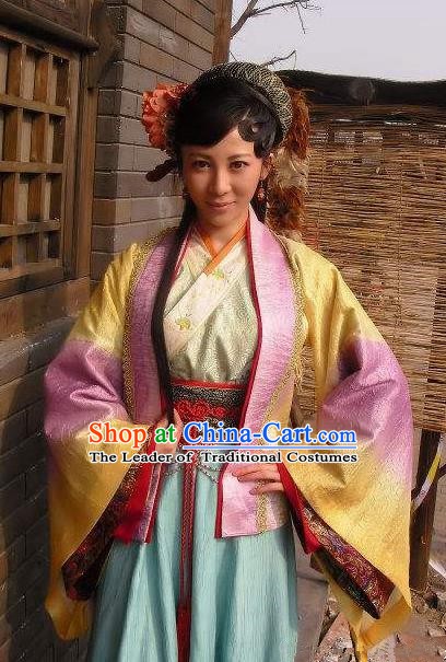 Chinese Ancient Costume Song Dynasty Novel Water Margin Character Courtesan Bai Xiuying Replica Costume for Women
