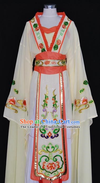 China Traditional Beijing Opera Actress Costume Chinese Shaoxing Opera Huadan Embroidered Yellow Dress