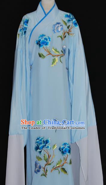 China Traditional Beijing Opera Niche Embroidered Blue Robe Chinese Peking Opera Scholar Costume