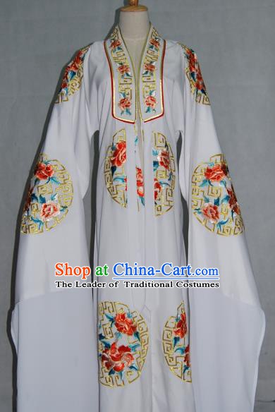 China Traditional Beijing Opera Niche Costume Embroidered White Cape Chinese Peking Opera Scholar Clothing for Adults