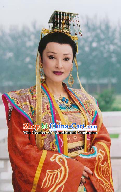 Chinese Traditional Tang Dynasty Wu Zetian Embroidered Dress Queen Replica Costume for Women