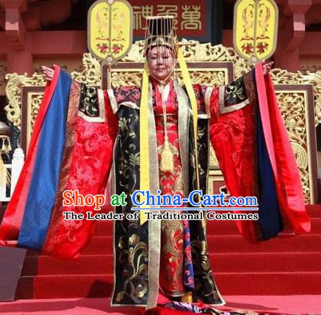 Ancient Chinese Tang Dynasty Empress Wu Zetian Hanfu Dress Female Emperor Replica Costume for Women