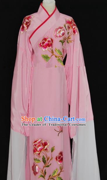 Traditional Chinese Beijing Opera Embroidery Peony Pink Costume Peking Opera Niche Clothing for Adults