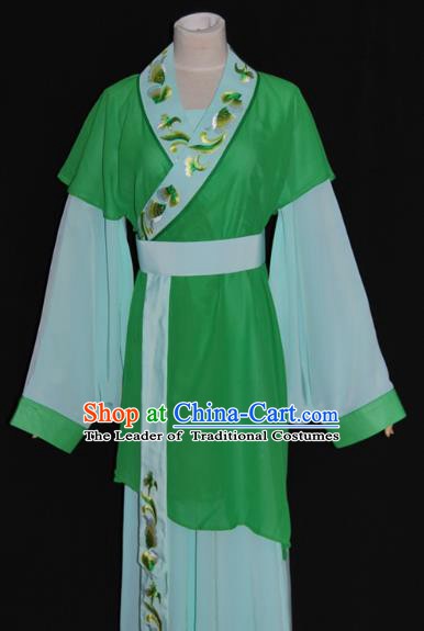 Traditional Chinese Beijing Opera Maidservants Green Dress Peking Opera Young Lady Costume