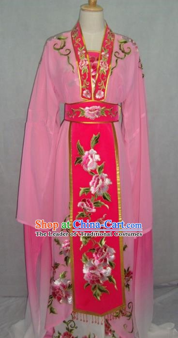 Traditional Chinese Beijing Opera Diva Embroidered Costume Peking Opera Young Lady Pink Dress