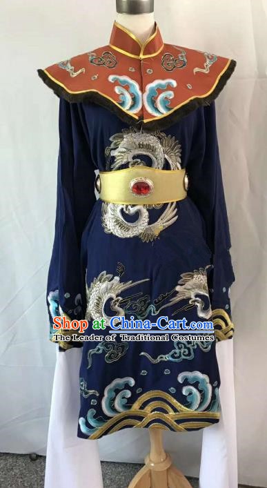 Top Grade Chinese Beijing Opera Martial Arts Female Navy Dress China Peking Opera Warrior Embroidered Costume