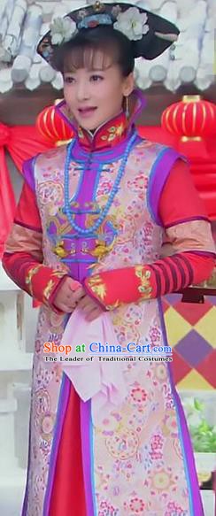 Chinese Ancient Yongzheng Empress Historical Replica Costume China Qing Dynasty Manchu Lady Clothing