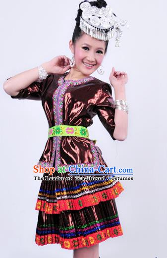 Traditional Chinese Miao Nationality Dance Costume Hmong Female Folk Dance Dress for Women