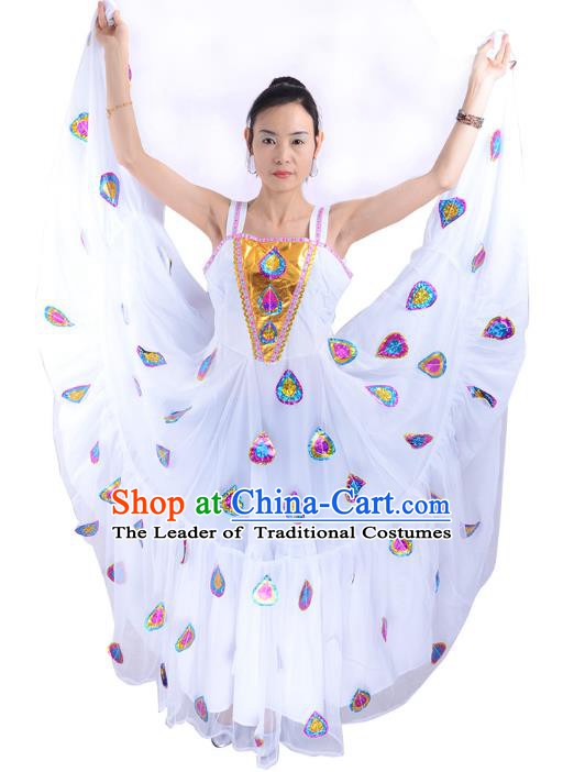 Traditional Chinese Pavane Dance Costume, China Folk Dance Peacock Dance Dress Clothing for Women