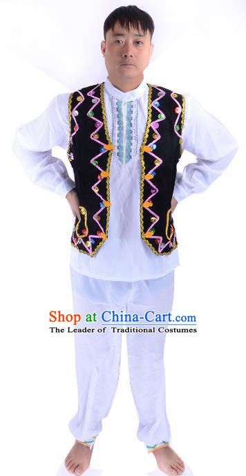 Traditional Chinese Uyghur Nationality Dance Costume, Chinese Uigurian Minority Folk Dance Clothing for Men