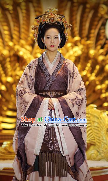Ancient Chinese Traditional Han Dynasty Empress Dowager Wang Hanfu Dress Replica Costume for Women