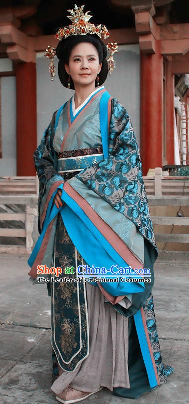 Ancient Chinese Traditional Han Dynasty Queen Mother Wang Hanfu Dress Replica Costume for Women