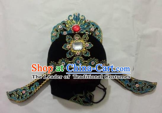 Traditional Chinese Beijing Opera Young Men Black Hats Hair Accessories Peking Opera Niche Headwear
