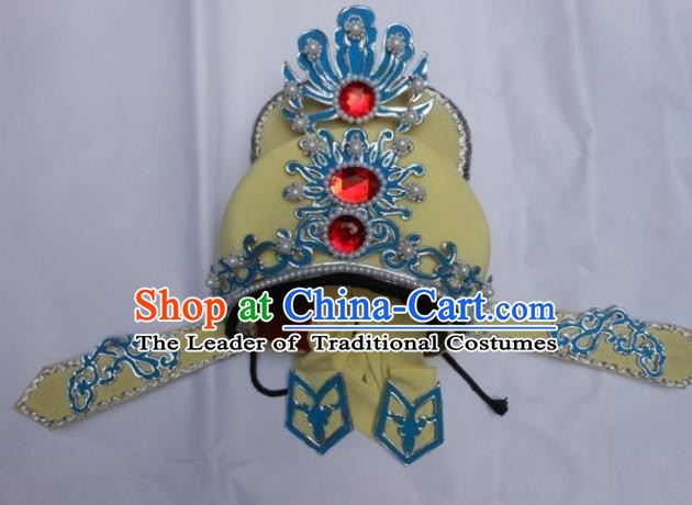 Traditional Chinese Beijing Opera Scholar Yellow Hats Peking Opera Niche Headwear