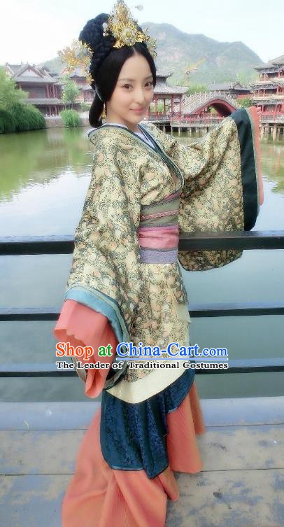 Chinese Han Dynasty Imperial Concubine Traditional Replica Costume Ancient Palace Lady Hanfu Dress for Women