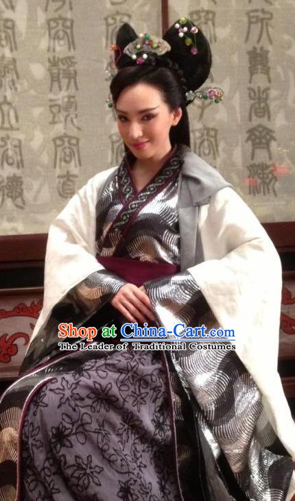 Ancient Chinese Han Dynasty Imperial Concubine Traditional Replica Costume Palace Lady Hanfu Dress for Women