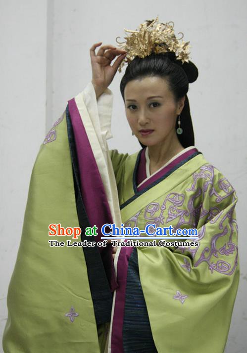 Ancient Traditional Chinese Han Dynasty Empress Dowager Bu Replica Costume Hanfu Dress for Women