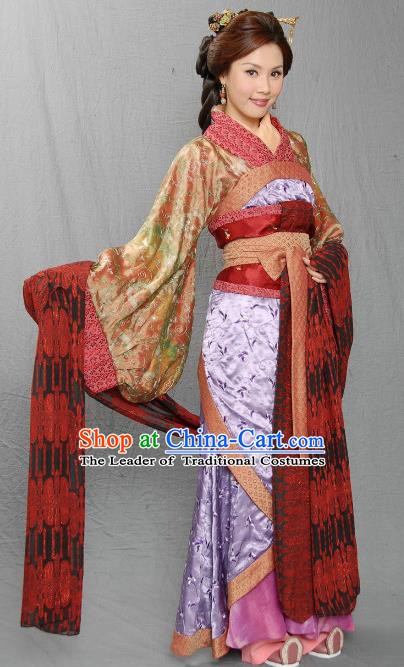 Chinese Ancient Three Kingdoms Period Imperial Consort Mi of Liu Bei Hanfu Dress Replica Costume for Women