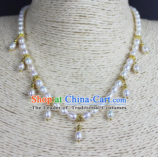 Chinese Ancient Handmade Accessories Necklace Pearls Necklet for Women