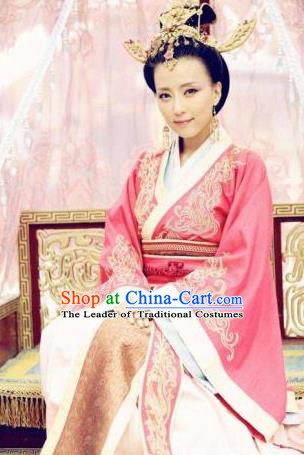 Chinese Ancient Wei and Jin Dynasties Imperial Concubine Li Embroidered Hanfu Dress Replica Costume for Women