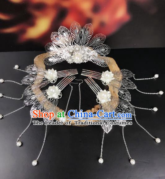 Chinese Ancient Handmade Hair Accessories Phoenix Coronet Classical Hanfu Hairpins Complete Set for Women