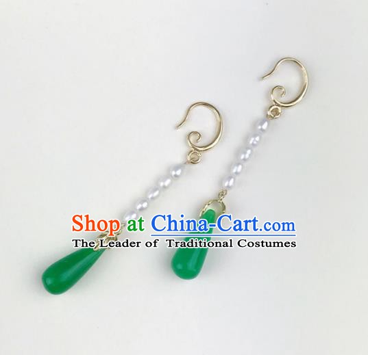 Chinese Ancient Handmade Accessories Earrings Pearls Eardrop for Women