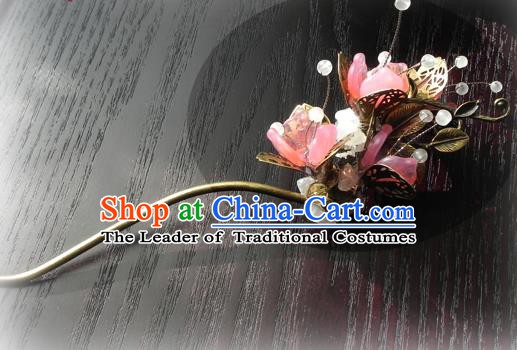 Chinese Handmade Ancient Flowers Hairpins Hair Accessories Classical Hanfu Hair Clip for Women