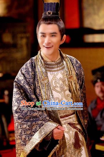 Chinese Ancient  Five Dynasties and Ten Kingdoms Shu Kingdom Prince Meng Qiyun Replica Costume for Men