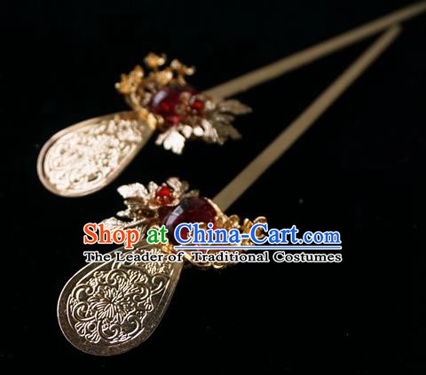 Chinese Ancient Handmade Fine Copper Hanfu Hairpins Hair Accessories for Women