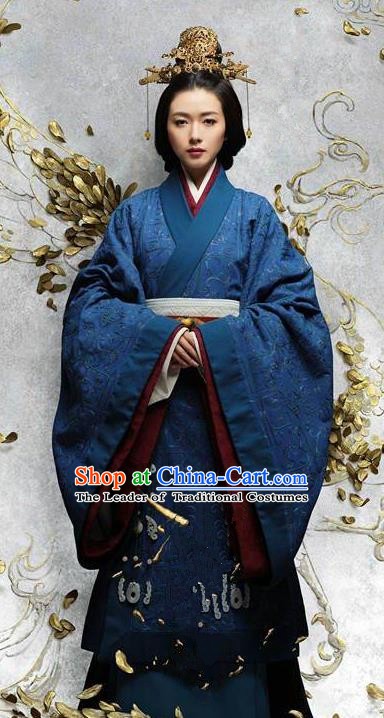 Chinese Ancient Han Dynasty Emperor Xian Empress Fu Shou Hanfu Dress Replica Costume for Women