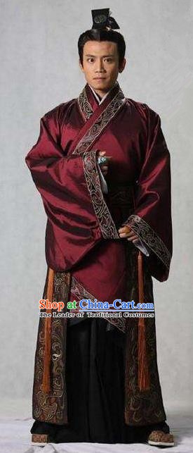 Chinese Ancient Han Dynasty Minister Marquis Shangguan Jie Historical Costume for Men
