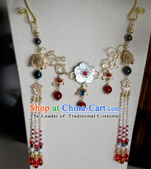 Chinese Handmade Ancient Jewelry Accessories Conophytum Pucillum Hanfu Tassel Necklace for Women
