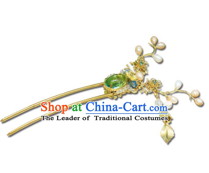 Chinese Ancient Handmade Hanfu Pearls Hairpins Palace Lady Hair Clip Hair Accessories for Women
