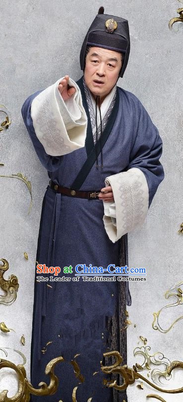 Ancient Chinese Eastern Han Dynasty Court Eunuch Historical Costume for Men